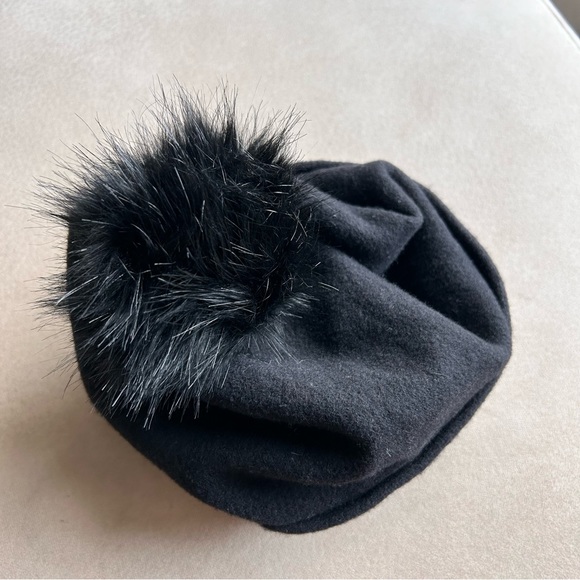 Parkhurst 100% Wool Felted Slouchy Hat w/Pom Pom Black - Picture 2 of 9